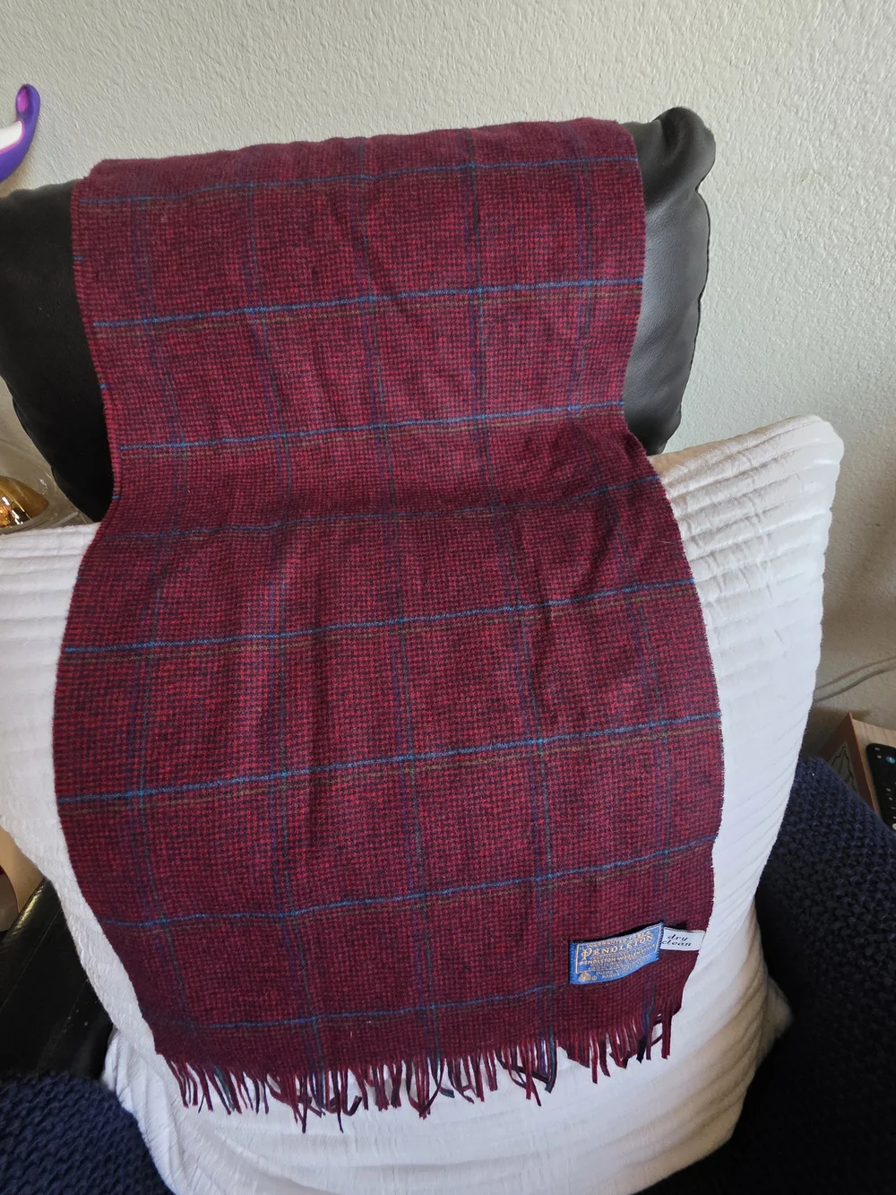 Pendleton Burgundy Plaid Wool Scarf